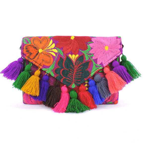 Handmade Boho Crossbody Purse Tassel Embroidered - Picture 1 of 3